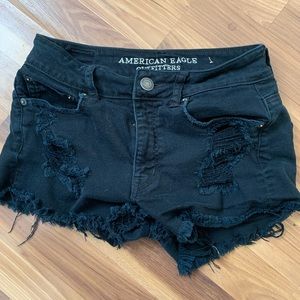 American eagle black ripped shorts.